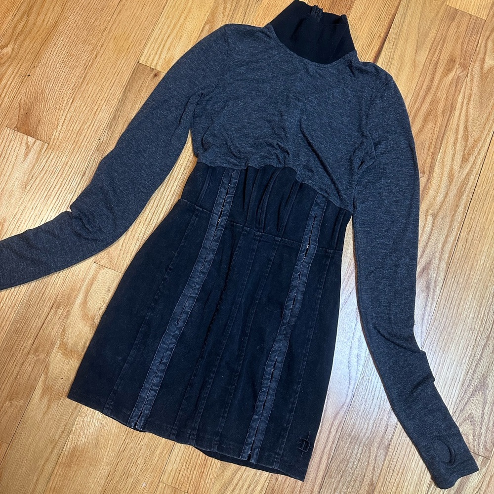 Dolls Kill Black Bodycon Dress Mock Neck Long Sleeve